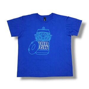 Hanes Bud Light‎ Can Graphic Print Crewneck Blue T-Shirt Men's Size XL